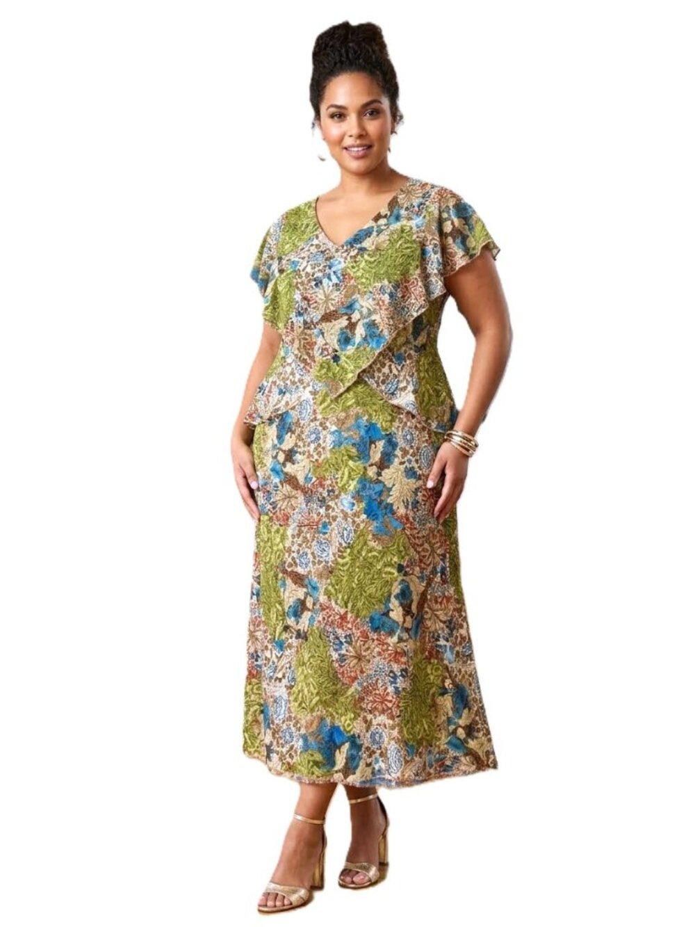 JESSICA LONDON Floral Layered Maxi Dress. Plus Size 18W/20W *